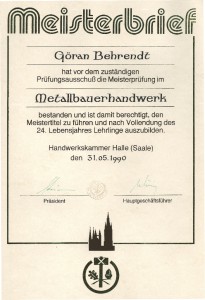 Meisterbrief Metallbauer